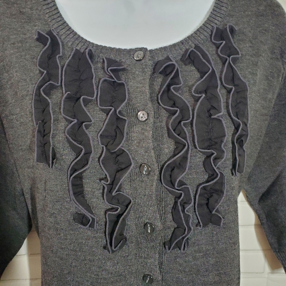 Population Gray Ruffle Quarter Sleeve Sweater Dress - Picture 2 of 6